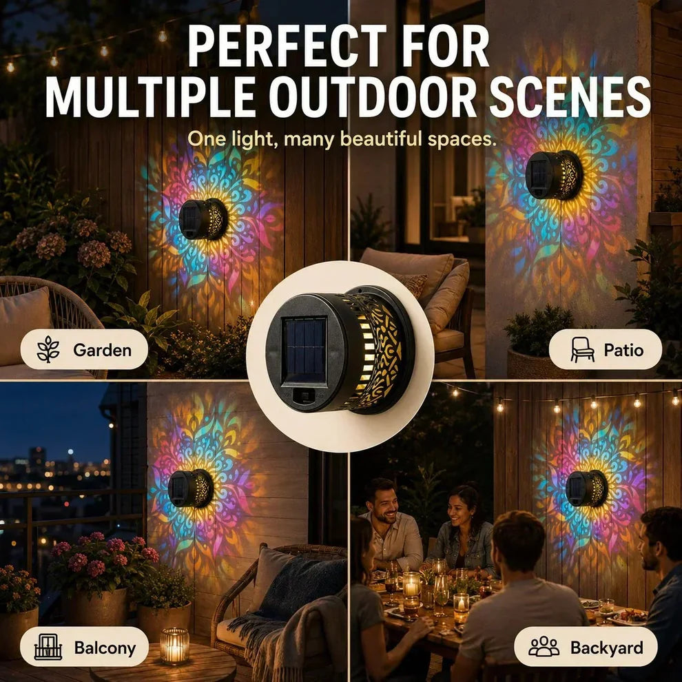 Solar Mandala Light – Stunning Pattern Projection- IP65 Waterproof- Auto On/Off