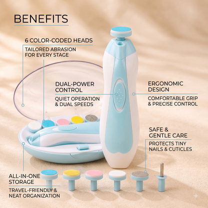 Electric Baby Nail Trimmer — 6-in-1 Safe Nail File for Newborns