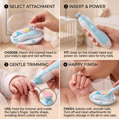 Electric Baby Nail Trimmer — 6-in-1 Safe Nail File for Newborns